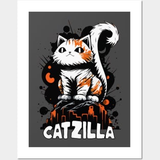 Cute CATZILLA King of the Felines Posters and Art